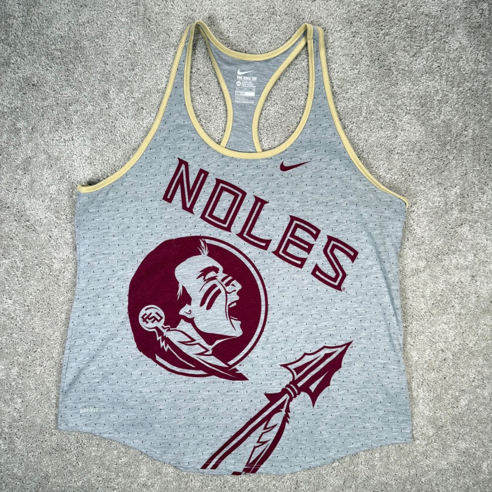 Nike Florida State Seminoles FSU Dri-Fit Racerback Tank Top Grey XXL Womens